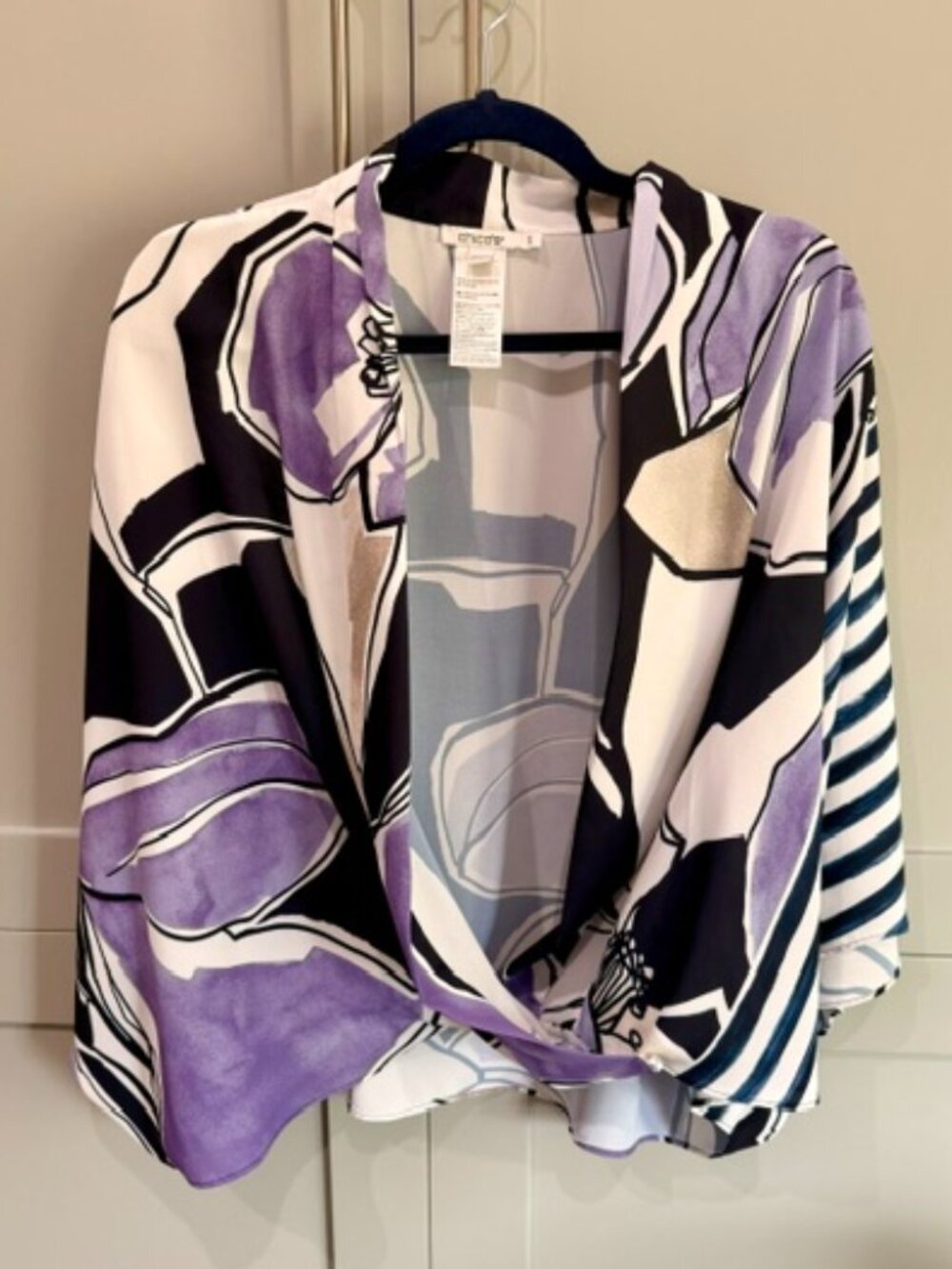 Chico's Abstract Twist-Front Blouse